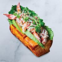 Lobster Roll · tarragon-dill lobster salad, avocado, radish, romaine, chives, butter-toasted King’s Hawaiia...