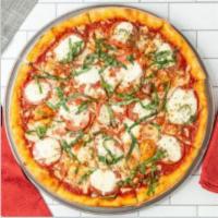 Margarita Hand Tossed Pizza · Fresh tomatoes, fresh Buffalo mozzarella cheese, basil and drizzled with olive oil.