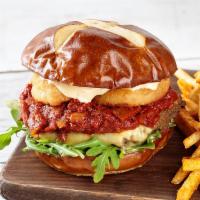 Gastropub Burger  · A marinated signature made-with-plants burger patty, tomato bacon jam, smoked provolone, fri...