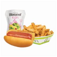 KIDS HOT DOG · Kids America Wagyu Beef Hot Dog with Choice of Junior Fries or Natural Snack, and Kids Natur...