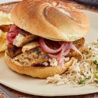 Grilled Chicken Sandwich · Feta cheese and grilled
onions on a kaiser bun.
