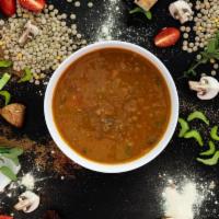 Veggie Protein Chili (32oz Take Home Soup) · lentil, mushroom, tomato, onion, red pepper, celery, garlic, apple cider vinegar, olive oil ...