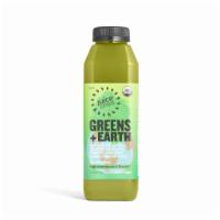 Greens + Earth · dandelion, parsley, kale, cucumber, celery, apple, pineapple, swiss chard, lemon, ginger