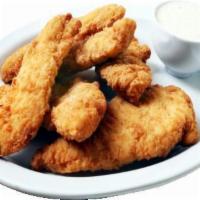 Chicken Breast Tenders · With ranch and BBQ sauce.