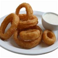 Beer Battered Onion Rings · With ranch and BBQ sauce.