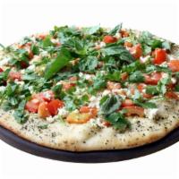 Allen Pizza · With extra thin crust, white sauce, feta cheese, diced tomatoes, oregano, fresh cilantro, an...