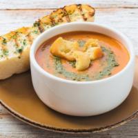 Bowl Tomato Basil Soup (vegan) · Organic tomatoes, coconut milk, pesto, croutons (vegan -gluten free omit crouton).