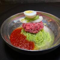 YUKHOE NEANG MYOEN · Buckwheat noodles w/ raw beef tartare & spicy house special sauce(spicy)