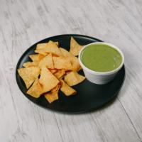 Chips and Salsa · Crunchy Tortilla Chips and 8oz Choice of Green Salsa, Red (Spicy) Salsa, or Pico de Gallo. 