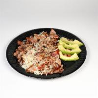 Quemevez Alambre · A Mix of Pork Chops, Ham, Bacon, and Melted Mozzarella on Top. With Side of Tortillas, Pico ...