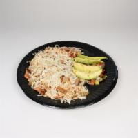 Alambre de Pollo · A Mix of Grilled Chicken, Grilled Onions, Bacon, and Melted Mozzarella on Top. With a Side o...