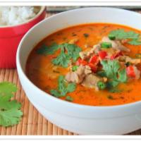 Red Curry · Thai Red Curry, coconut, milk, vegetables, steamed rice