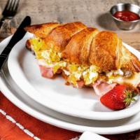 Breakfast Croissanwich · ham, egg, provolone, on a toasted butter croissant