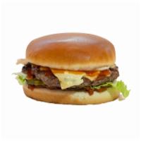 3. Yummy BBQ Burger · Beef patty, caramelized BBQ onion, pickle, lettuce, and Swiss cheese with BBQ sauce. 