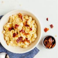 Bacon & Cheddar · 690 Calories - classic mac, chopped bacon and pie crust topping
