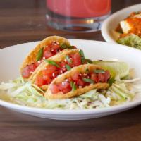 3 Spicy Tuna Tartare Tacos · Guacamole and sriracha mayo 