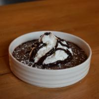 Espresso Brownie Budino · an amazing cross between cake, brownie, and pudding, whipped cream, salted caramel chocolate...