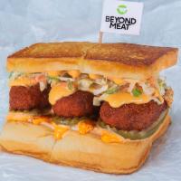 Beyond® The Cheesy Chick · Two crispy fried Beyond® tenders, spiced to your liking, Plain, Nashville Hot or Nashville H...