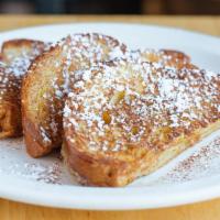 The Station French Toast · Classic. Made with thick, challah bread, and sprinkled with cinnamon and powdered sugar. Syr...