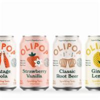 Olipop Prebiotic Sparkling Tonics (gf,v) · 12oz prebiotic sparkling tonics. only 2-3 grams of sugar per can! (35 cal)