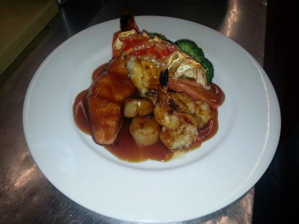 Isohama Teriyaki Special · Served with fish fillet, lobster tail, jumbo shrimp and sea scallops.