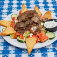 Greek Salad  · Your choice of lamb or chicken served with a side of Tzatziki sauce and freshly fried pita w...