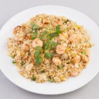 R6. Fried Rice with Shrimp · Served with lettuce, tomato, cucumber, carrot and special dressing.