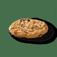 Chocolate Chunk Cookie  · Huge chunks of chocolate nestled in a big oatmeal cookie. | 450 Calories | V 