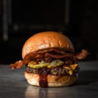 Smokehouse BBQ Bacon Cheeseburger · SMOKEY. Fresh ground beef seared with smoked bacon and served with American cheese, grilled ...