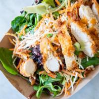 Chicken SALAD · Fresh Mixed Greens with Buttermilk Ranch Dressing, Shredded Carrots, Scallions, Parmesan Che...