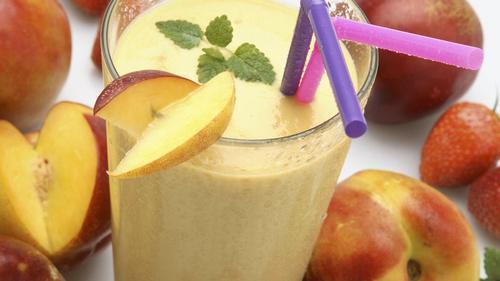 Peach Mango shake · Peaches and Mangos blended in Vanilla Ice Cream