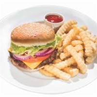BBQ Cheeseburger Combo · Served with fountain drink and fries.