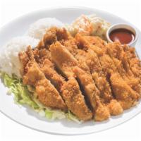 Regular Chicken Katsu Plate Lunch · Includes 2 scoops of rice and choice of salad.