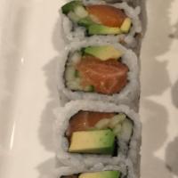 Salmon with Avocado and Cucumber  Roll · 