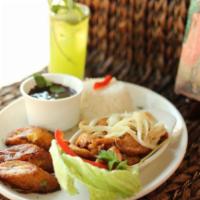 Chicken Chunks · Boneless chunks of breast marinated and deep fried, topped with sauteed onions. Served with ...