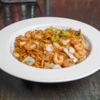 Shrimp Lomein · Fresh Shrimp with onions, green cabbage, carrots and broccoli. 