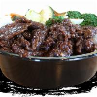 Mad Spicy Steak · A spicy twist on our steak teriyaki bowl! Fire at first, then sweet and tangy. Hand-trimmed,...