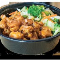 Orange Chicken Bowl · Orange doesn’t rhyme with anything, but it’s delicious! Big pieces of chicken in the sweet o...