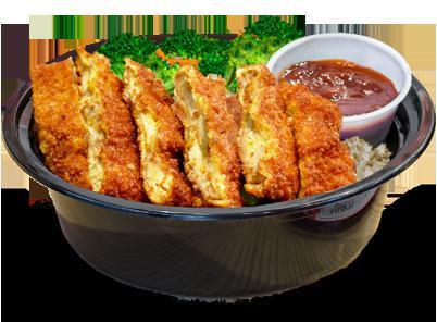 Chicken Katsu Bowl · Fresh chicken breast, hand-breaded in Japanese Panko breadcrumbs, lightly fried and served with our house-made Katsu sauce. Choice of white rice, brown rice, fried rice or noodles and stir-fried veggies.