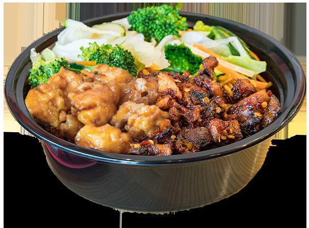 Two Proteins Bowl (Large Only) · Can't settle on just one type of protein? Choose 2 of your favorites in this bowl! Comes with 4oz of each protein. Large size only.