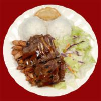 19. Chicken and Short Ribs Combo · Served with rice and salad