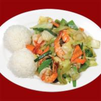 14. Shrimp Vegetable Dinner · Stir-fried Shrimp with vegetables