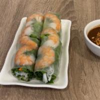 Goi Cuon Tom · 2 pieces. Shrimp spring roll served with hoisin peanut sauce.