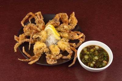 SOFT-SHELL CRAB · Crunchy on the outside, tender on the inside. Served with our special Joy sauce and green onions.