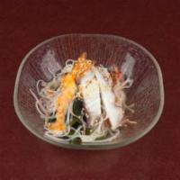 SPEC SUNOMONO · Shrimp, octopus, kanikama crab, cucumber and wakame seaweed in a sweet vinaigrette dressing ...