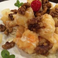 Honey Walnut Shrimp · Breaded and deep-fried Jumbo shrimp with honey walnuts in sweet coconut sauce.