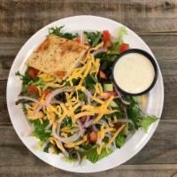 GARDEN SIDE SALAD · mixed greens, crostini, roma tomatoes, cucumbers, red onions, cheddar cheese and dressing of...