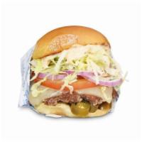 HB Hot & Spicy · 1/4 lb all-natural beef patty, Pepper jack, jalapeno, red onion,
tomato, lettuce & Chipotle-...