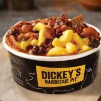 Brisket Chili Mac · A great combination of delicious Mac n Cheese topped with our Brisket Chili.