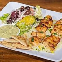 18. Lule Chicken Kabob · 2 skewers of seasoned ground chicken breast mixed with onions, herbs and spices, chardbroile...